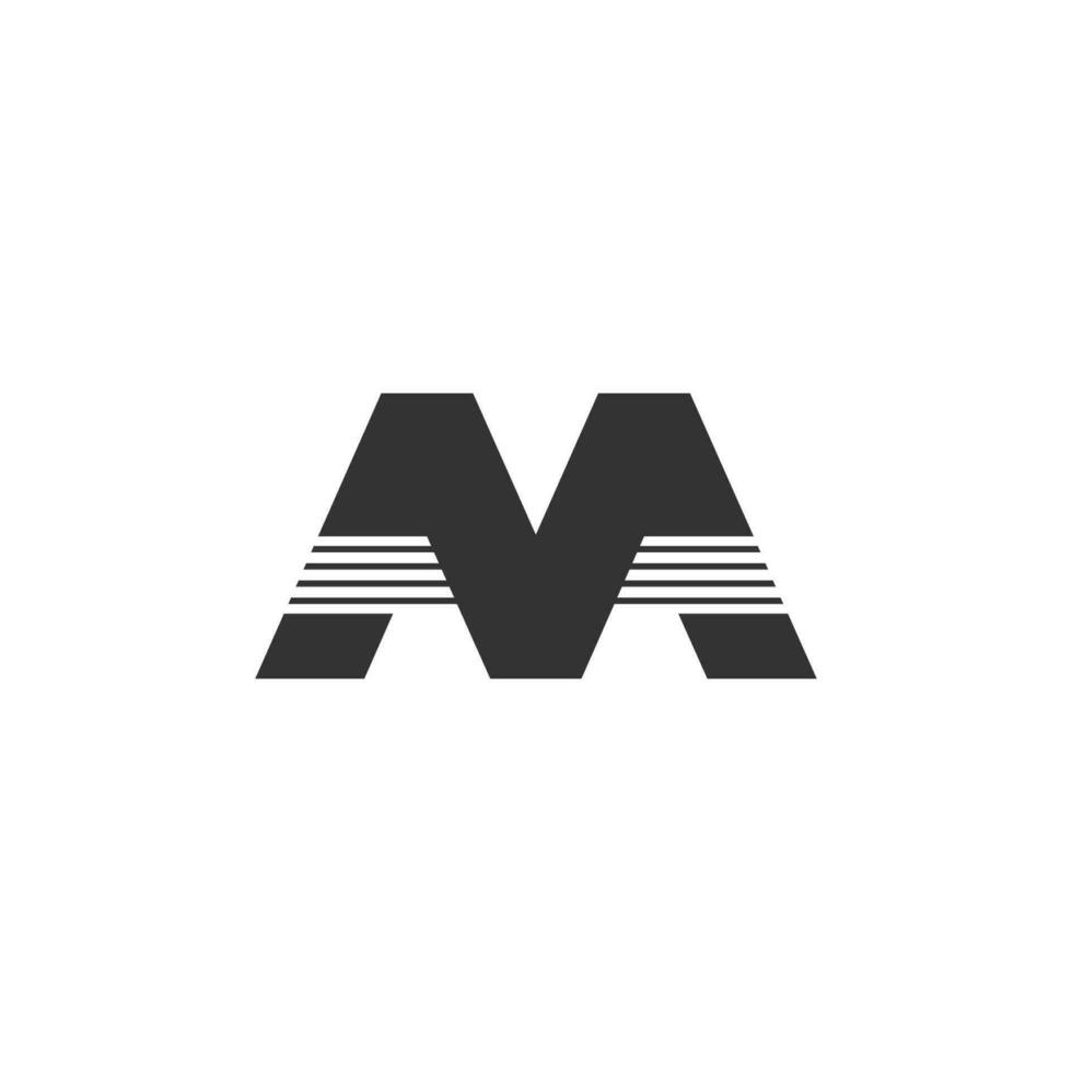 letter m simple stripes geometric logo vector