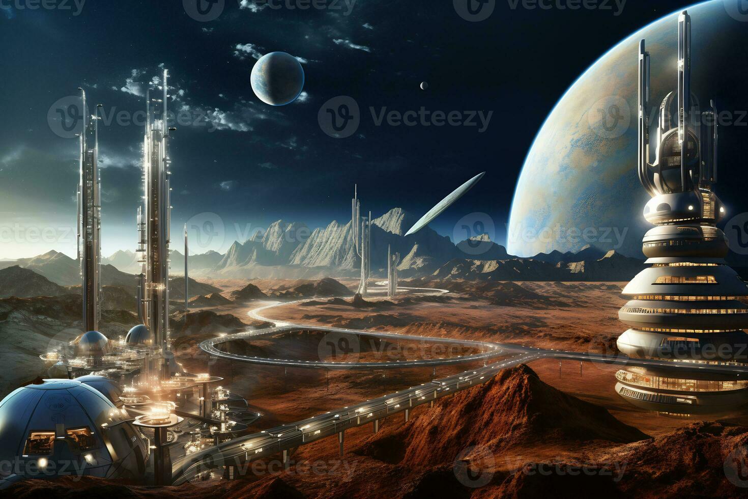 AI Generative Future of space exploration from colonization photo