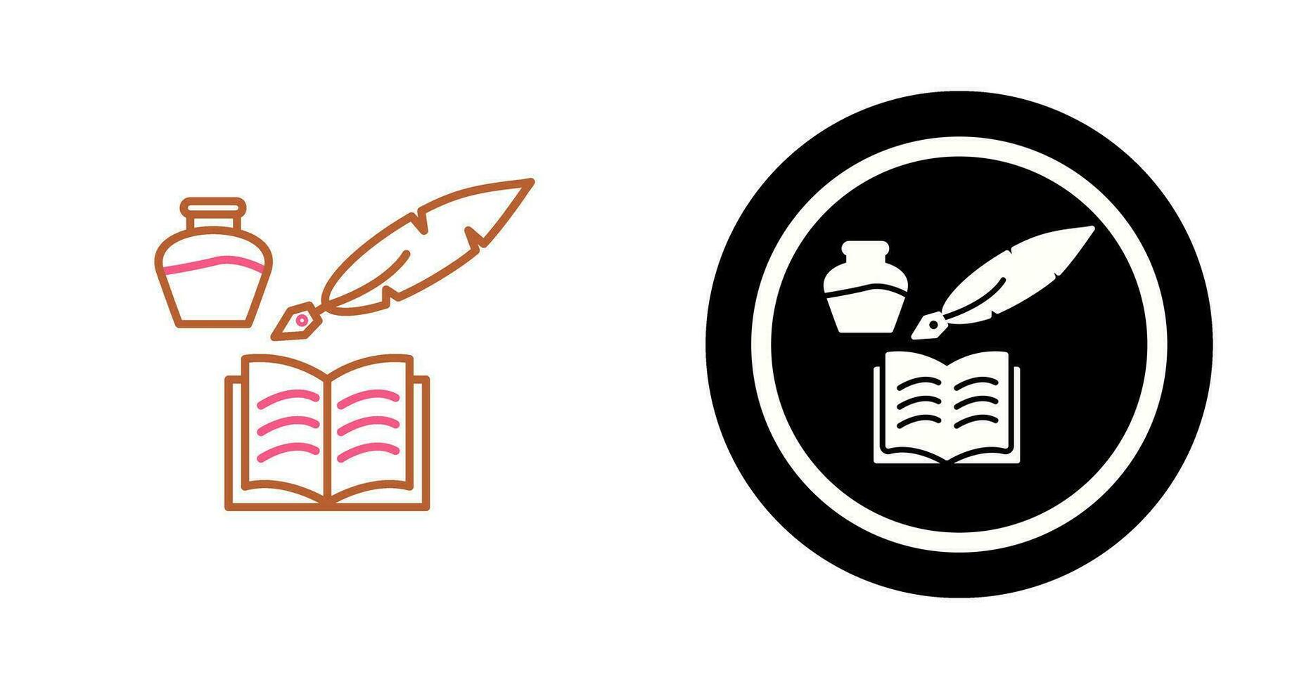 Unique Quill and Book Vector Icon