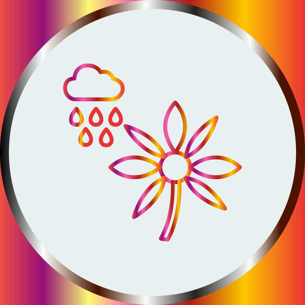 flor con icono de vector de lluvia