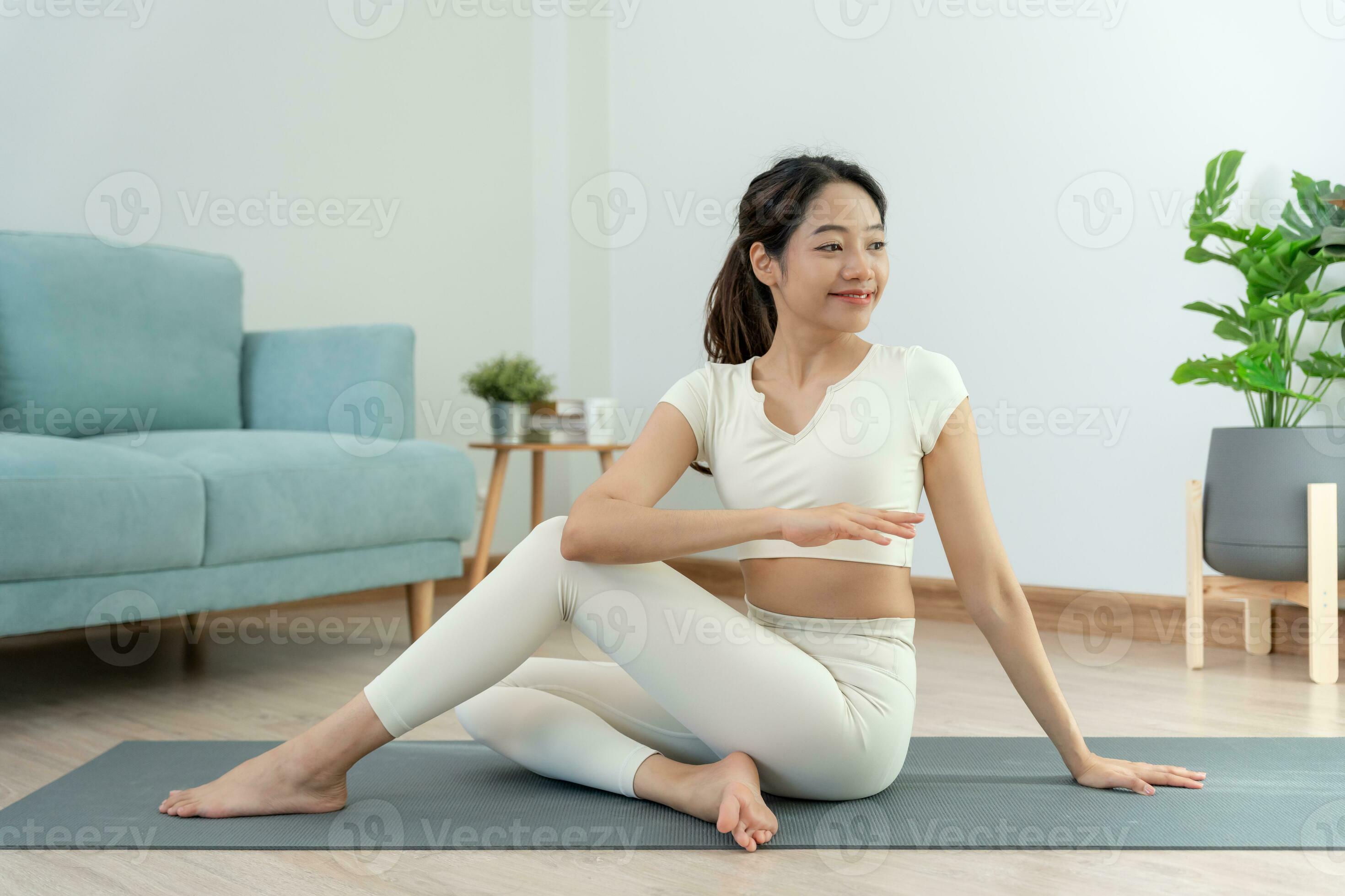 Premium Photo  Women asia practice yoga sitting posture, meditation,  stretching at the indoor gym for good health at sunset. side view image.  fitness ,workout, gym exercise ,lifestyle and healthy concept.
