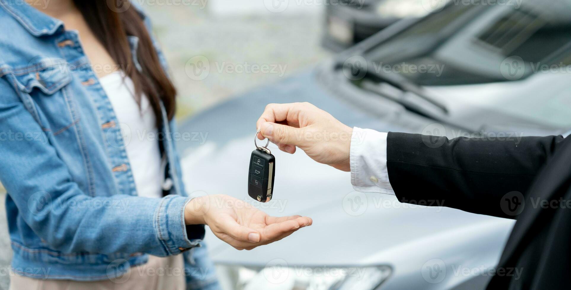 lease, rental car, sell, buy. Dealership manager send car keys to the new owner.  Sales, loan credit financial, rent vehicle, insurance,  renting, Seller, dealer, installment, car care business photo