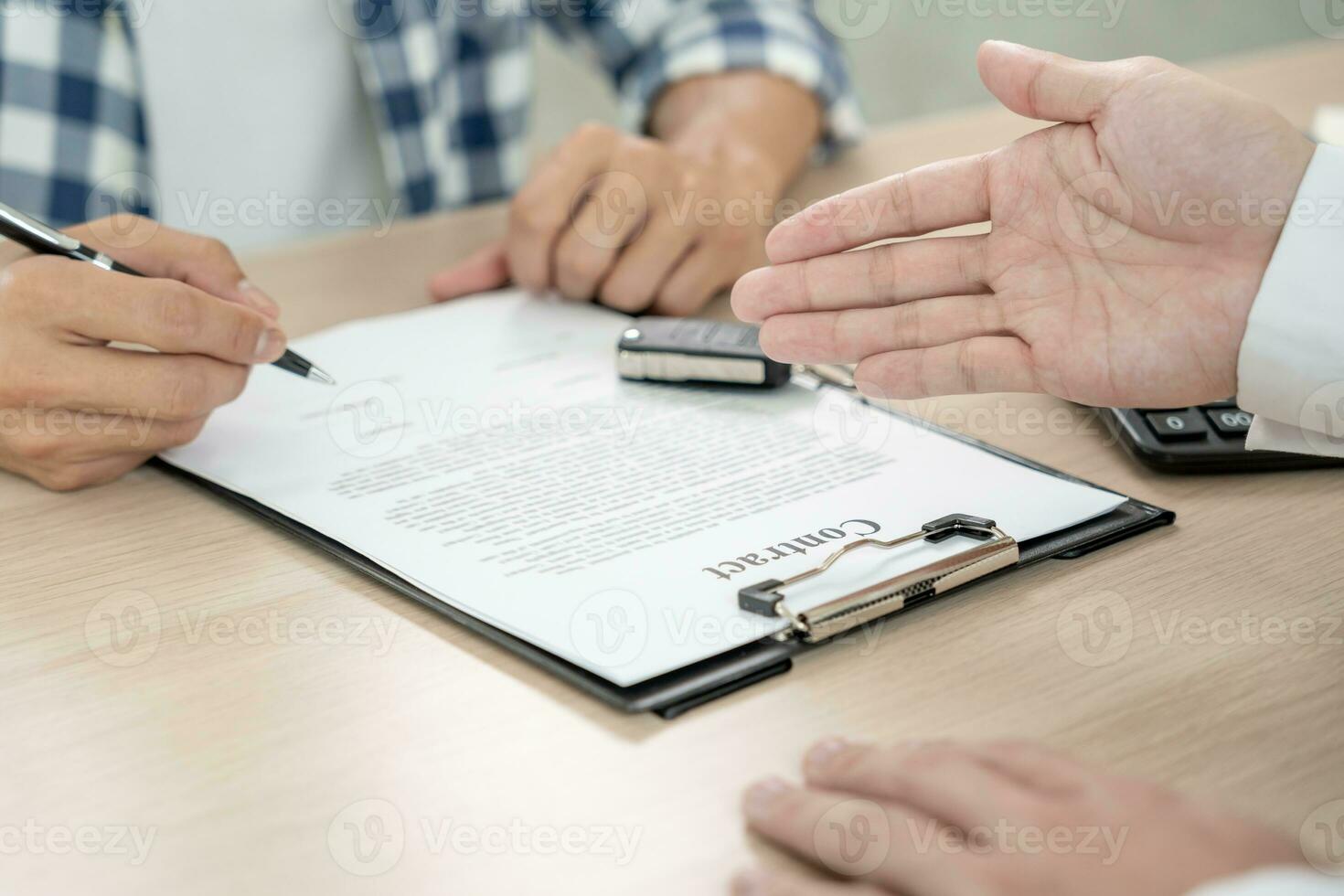 lease, rental car, sell, buy. Dealership send contract and car keys to new owner to sign. Sales, loan credit financial, rent vehicle, insurance, renting, Seller, dealer, installment, car care business photo