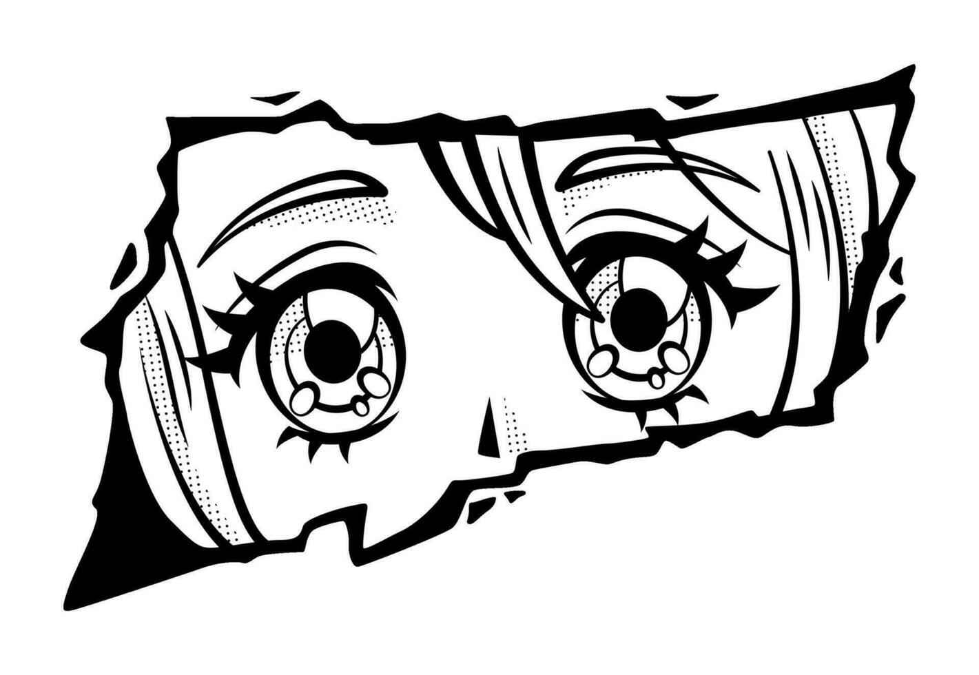 manga niña mirando desde Rasgado papel aislado en blanco antecedentes vector