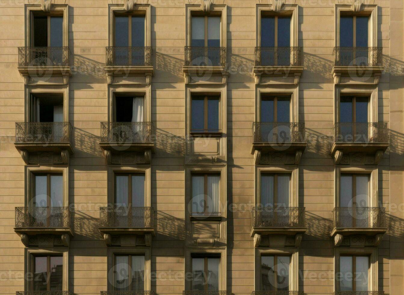 Building windows wall view. Generate ai photo