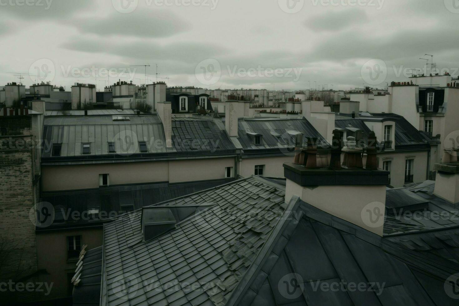 Roofs city top view. Generate Ai photo