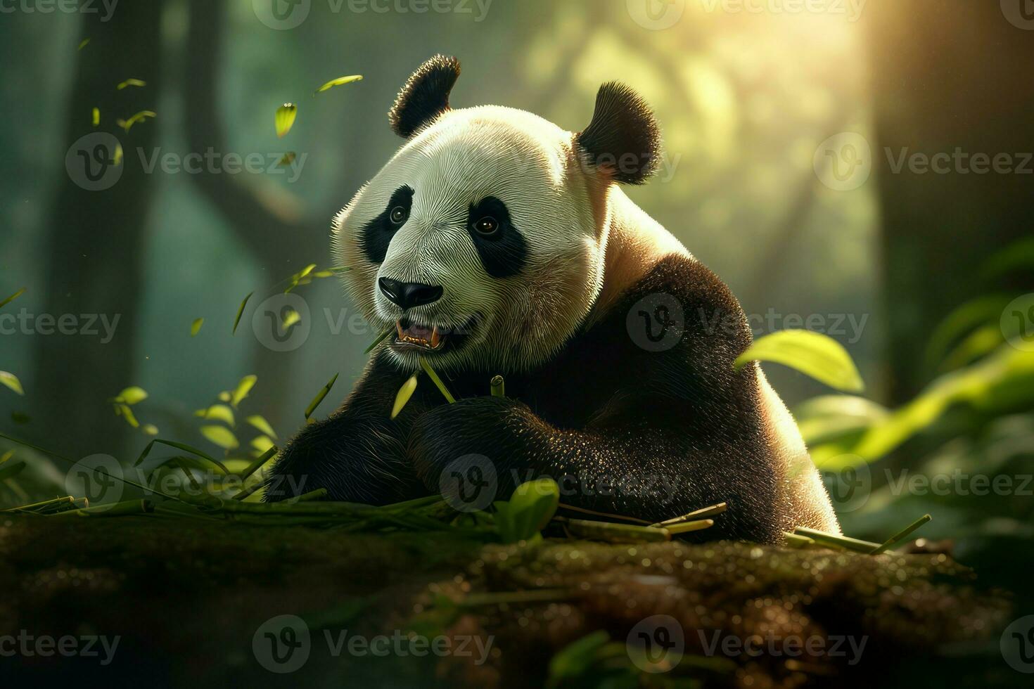 Panda bamboo forest asia. Generate Ai photo