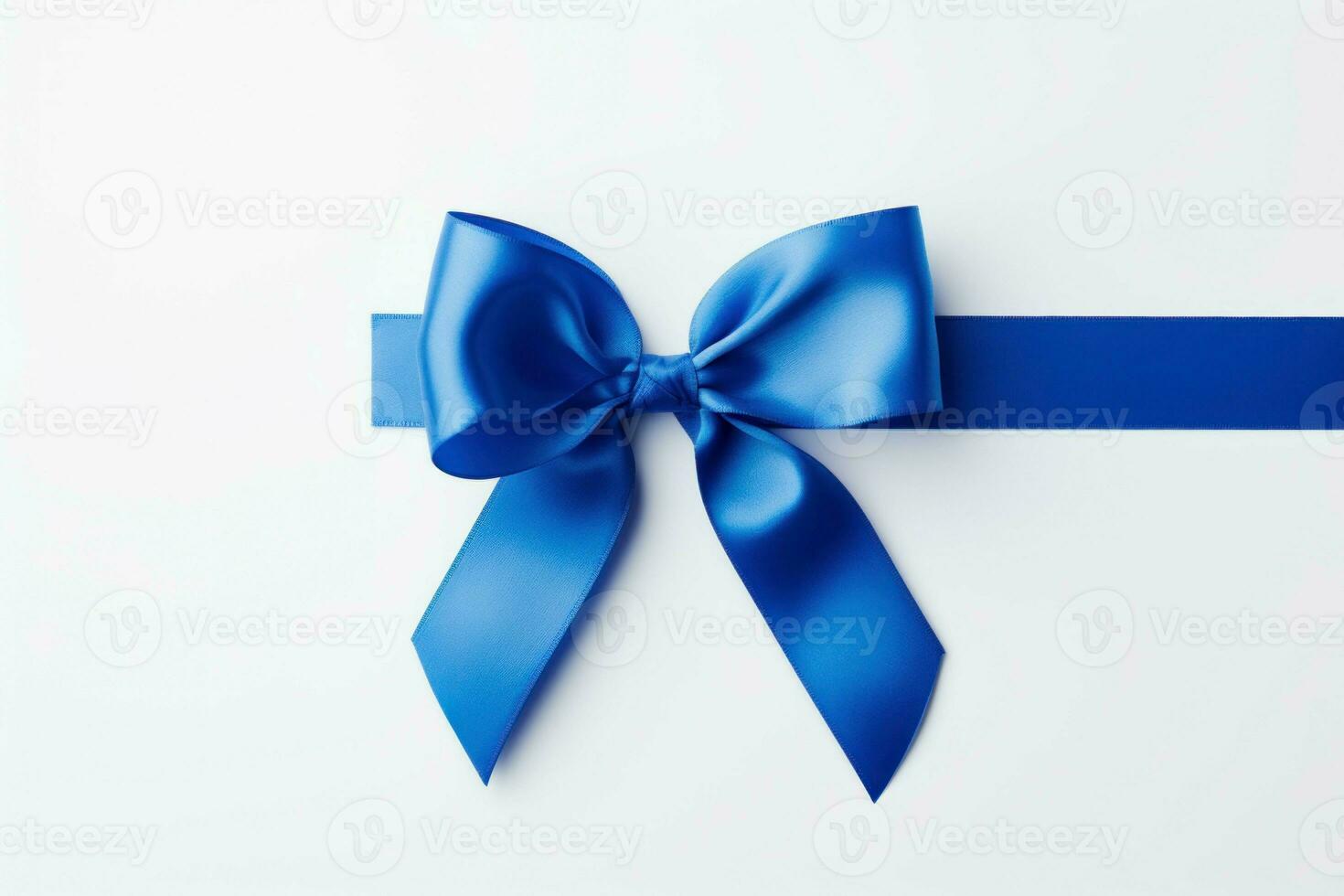 Elegant Blue ribbon bow. Generate Ai photo