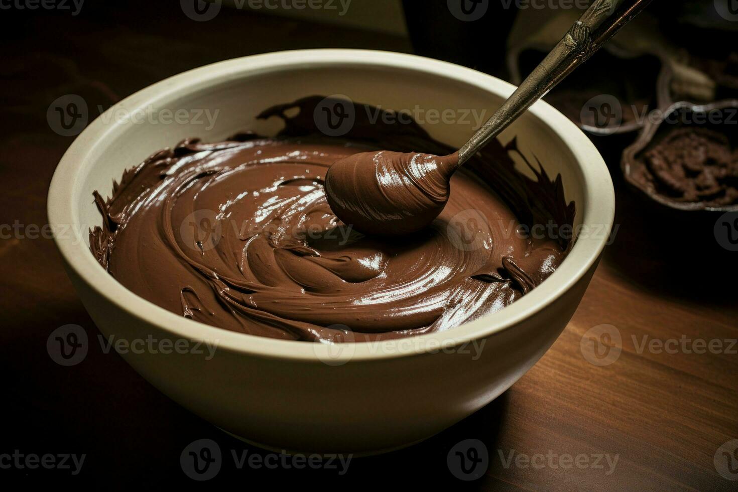 Bowl chocolate paste. Generate Ai photo