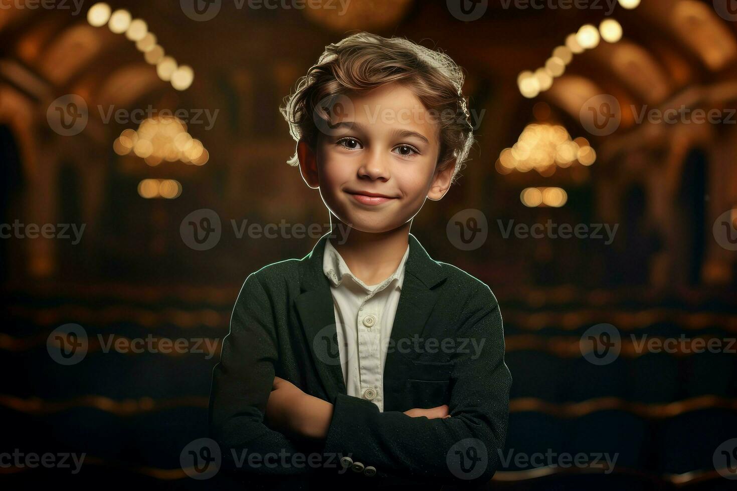 Versatile Actor boy in small theater. Generate Ai photo