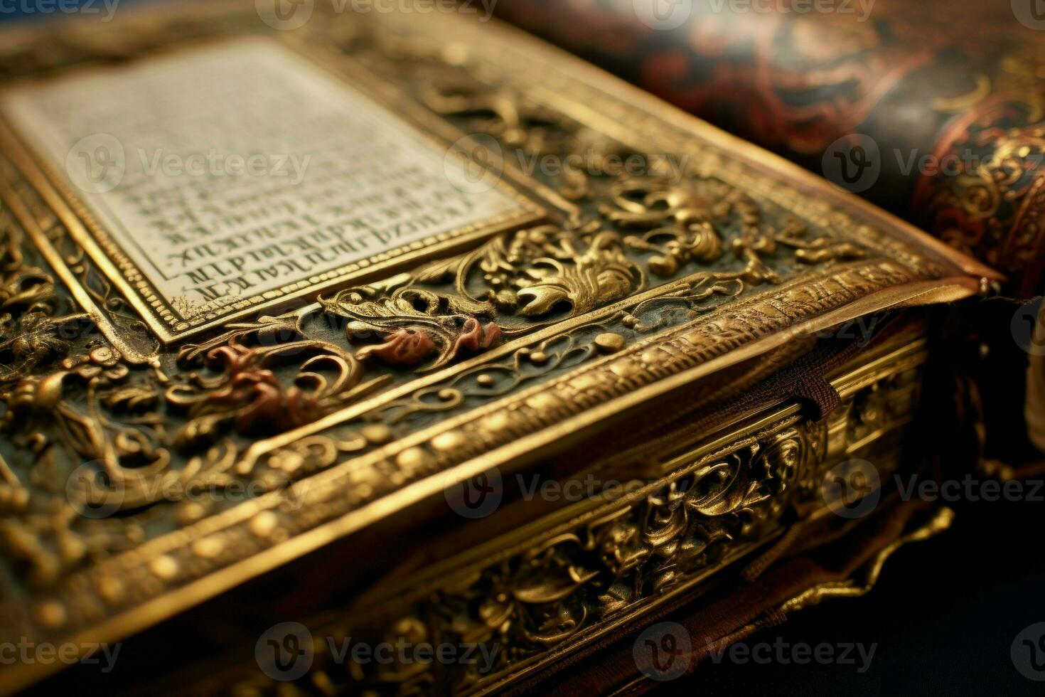 Sacred Bible ancient closeup. Generate Ai photo