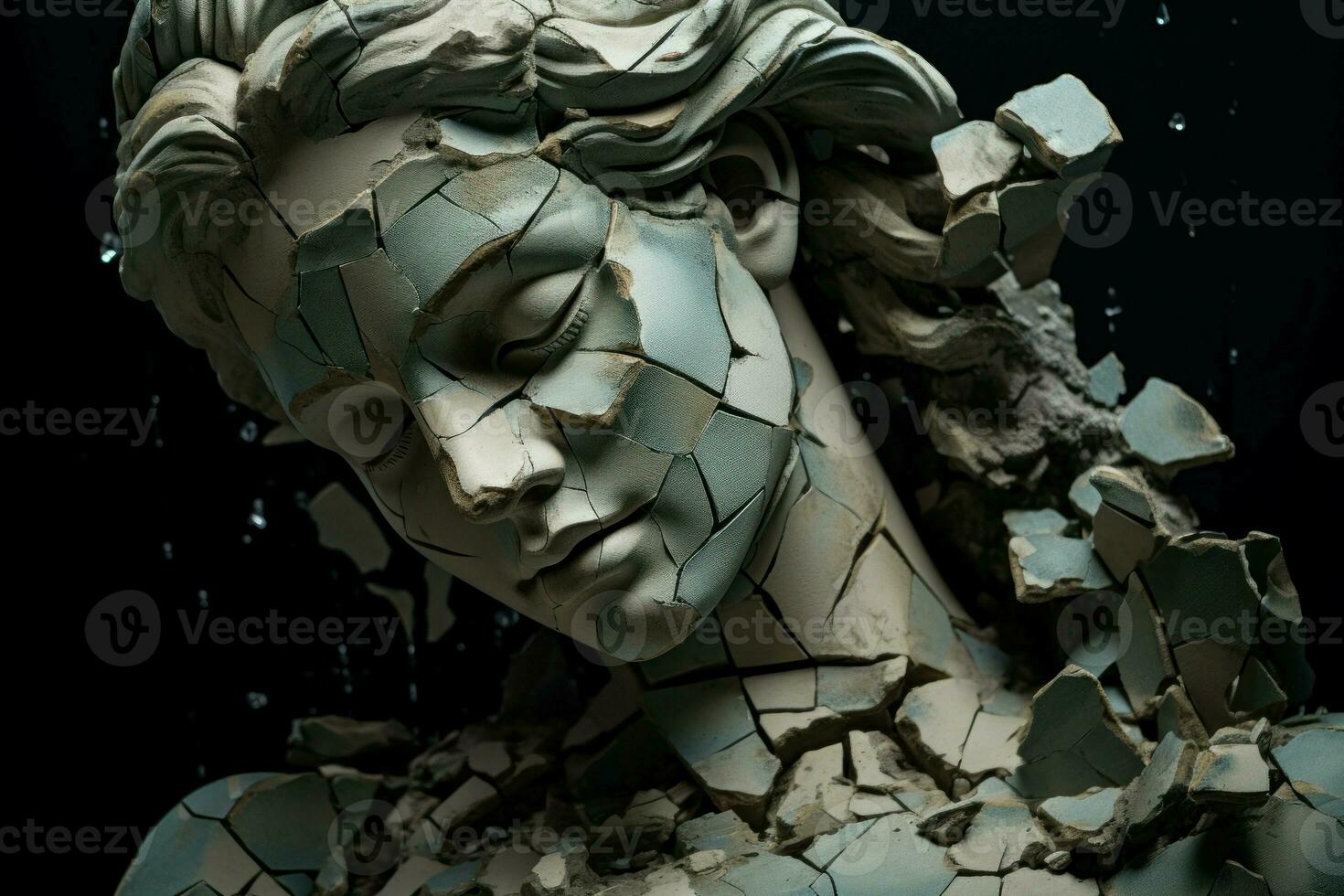 Stone-cold Broken greek statue. Generate Ai photo