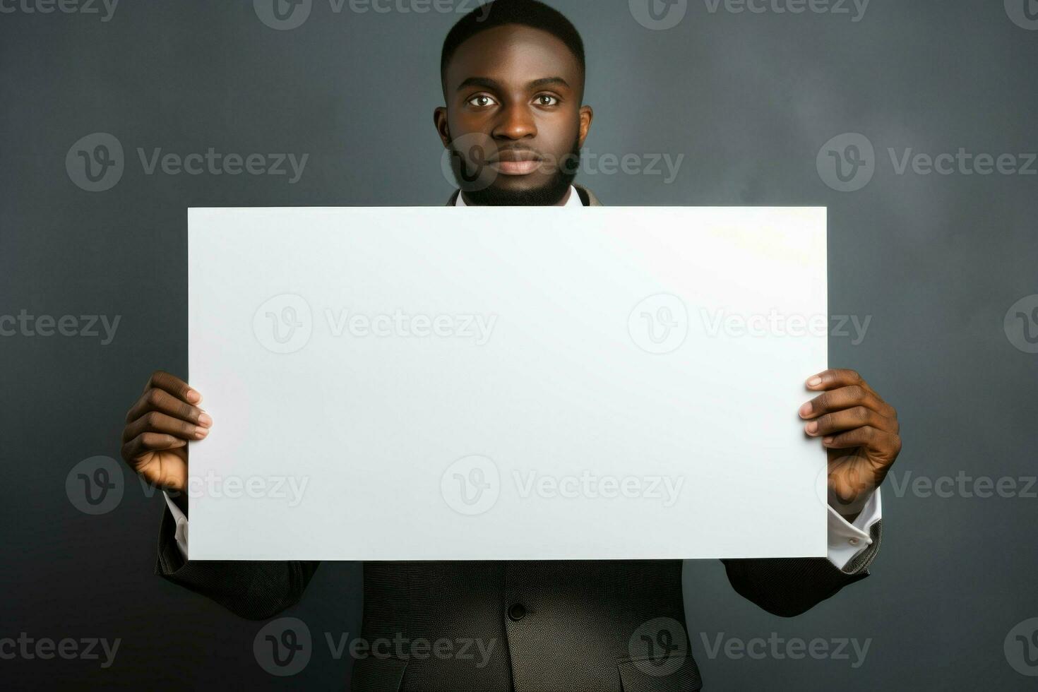 Confident Business man blank board. Generate AI photo