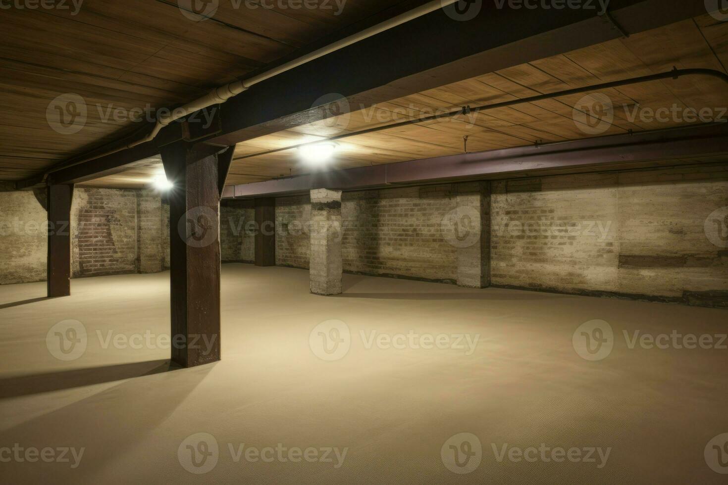 Basement wooden space energy. Generate Ai photo