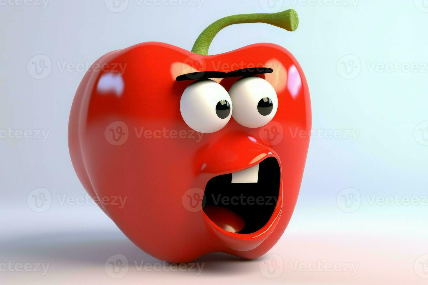 Cartoon red apple character 3d. Generate Ai photo