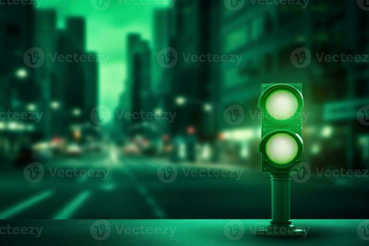 ciudad verde tráfico ligero calle. generar ai foto