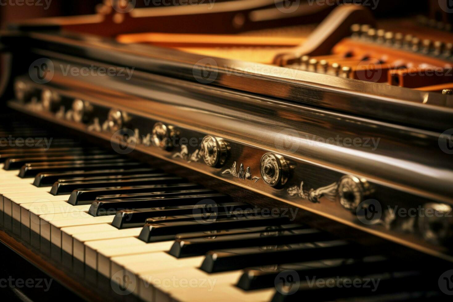 Nostalgic Closeup old piano. Generate Ai photo