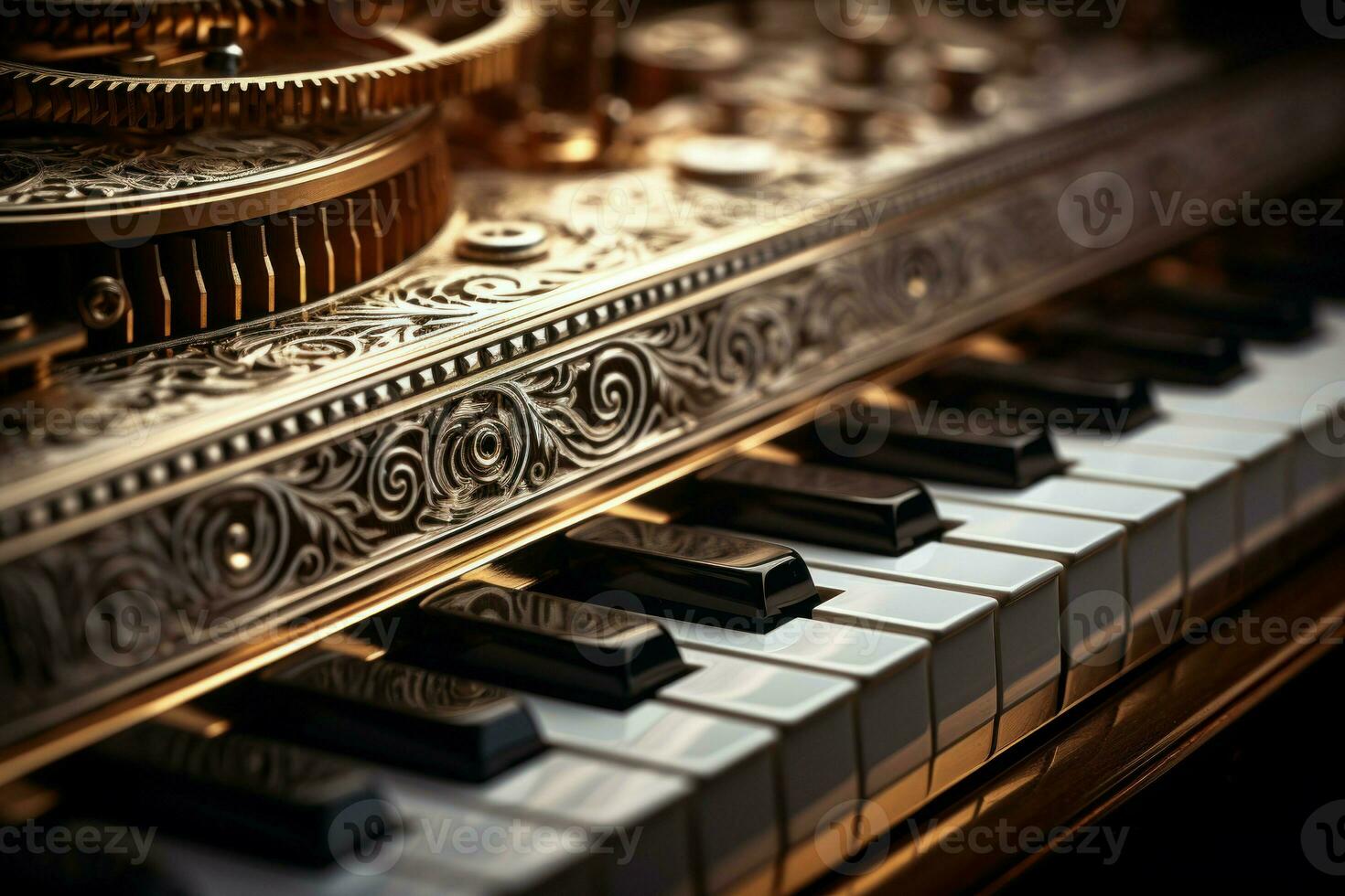 Closeup old piano. Generate Ai photo