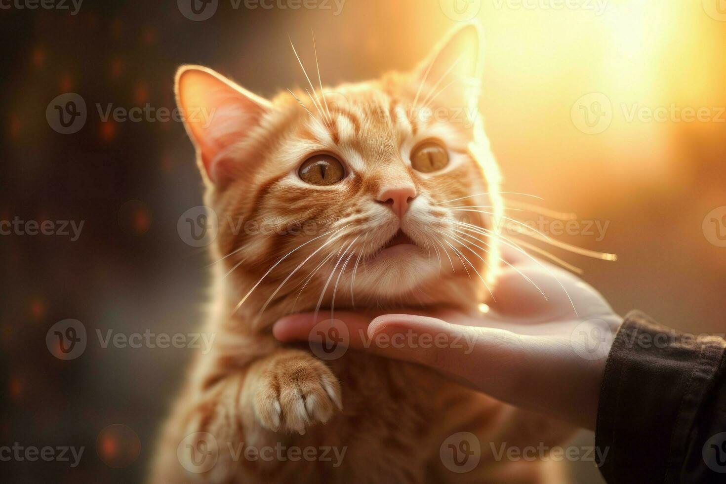 Skilled Veterinarian hands catching cat. Generate Ai photo