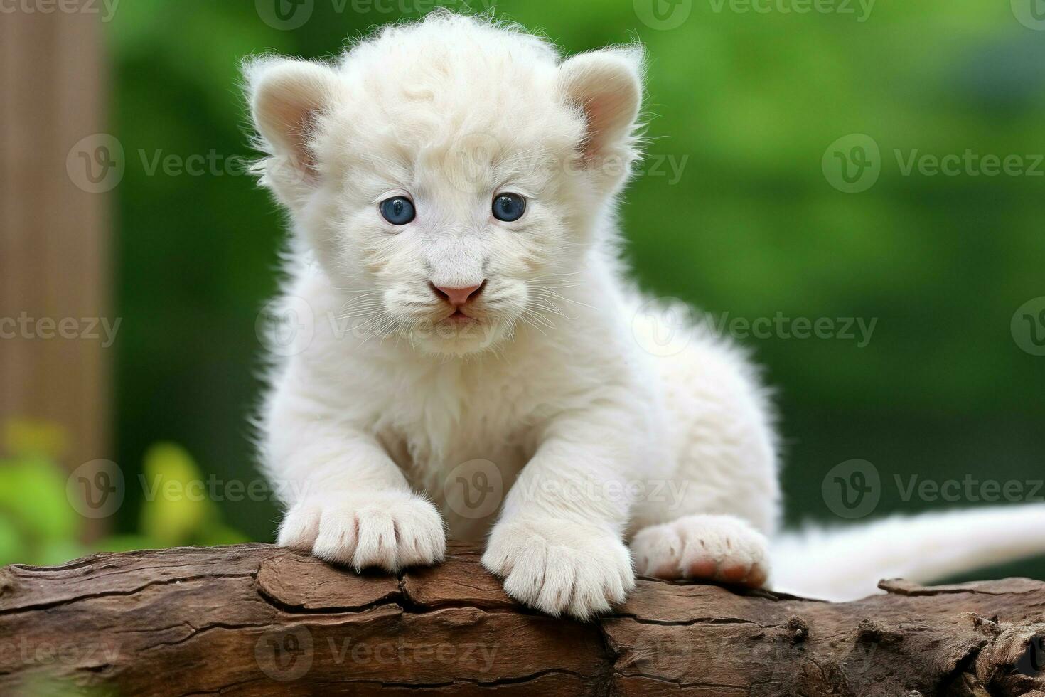 Fluffy Cute white lion. Generate Ai photo