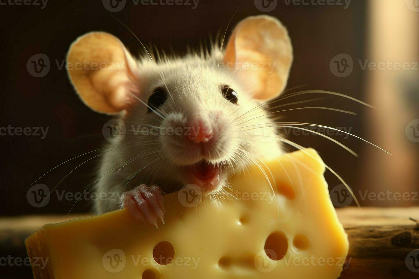 Captivating Cute rat with cheese. Generate Ai photo