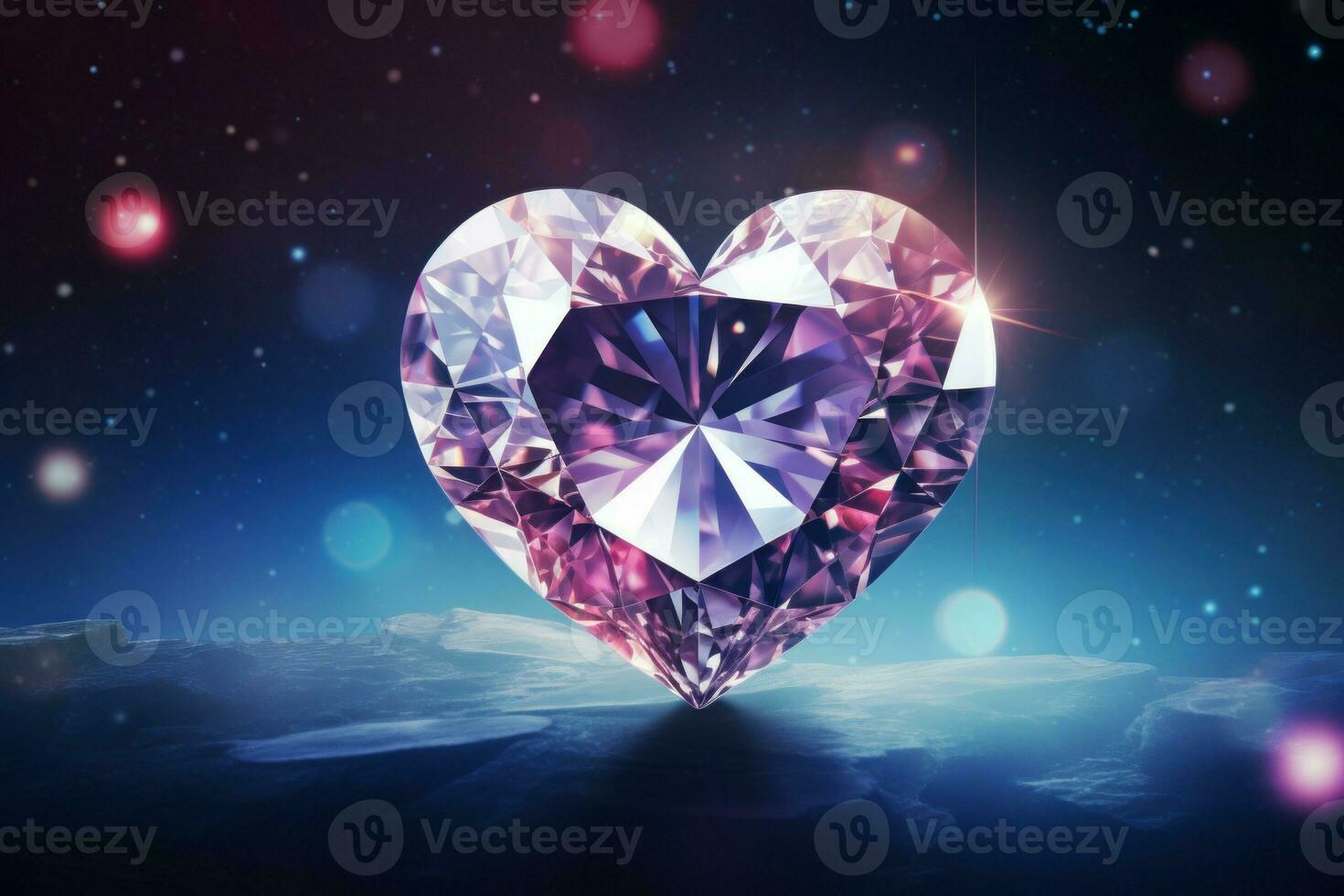 Exquisite Diamond heart gem background. Generate Ai photo