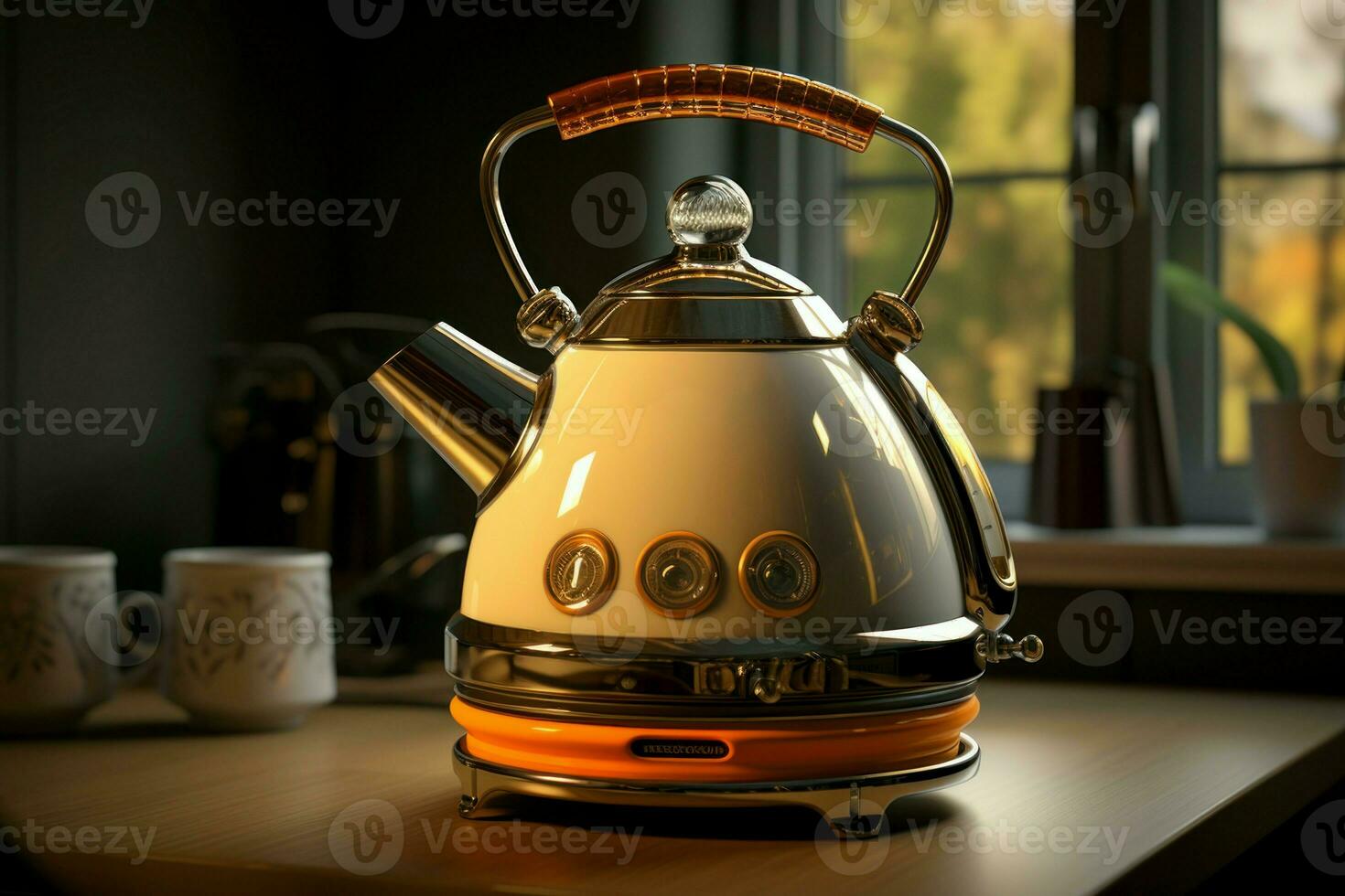 Electric vintage kettle. Generate Ai photo