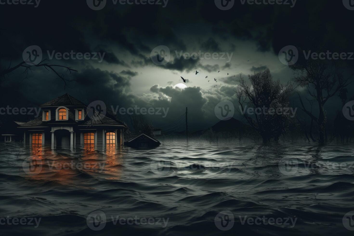 Immersive Flood indoor mockup. Generate Ai photo