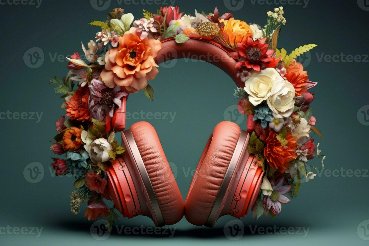Innovative Flower music headphones. Generate Ai photo