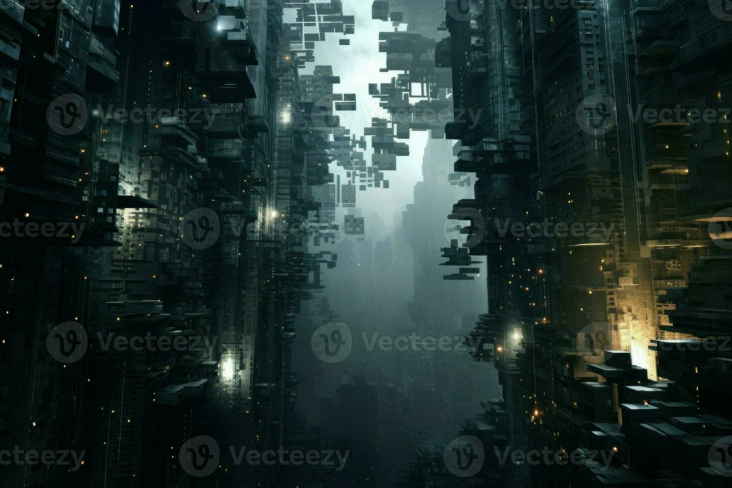 Towering Connected city towers. Generate Ai photo