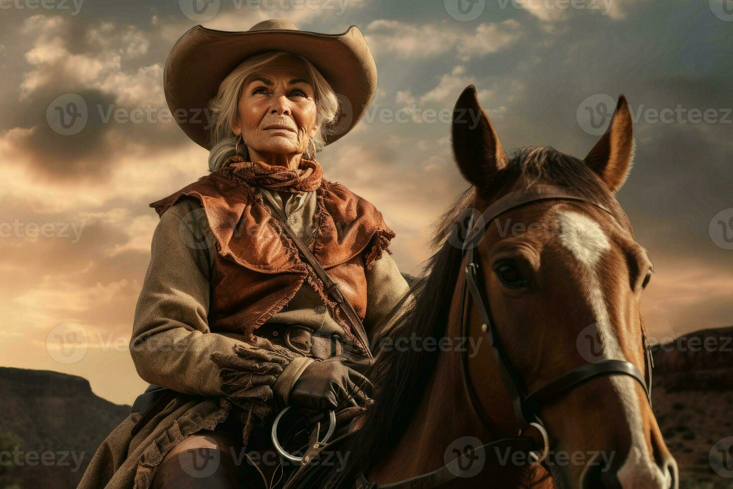 Sturdy Cowboy banner portrait. Generate ai photo