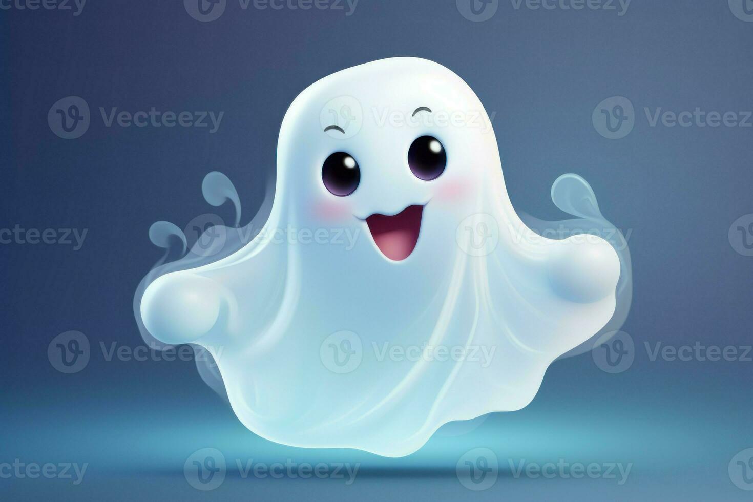 Whimsical Smiling 3d cartoon ghost. Generate Ai photo