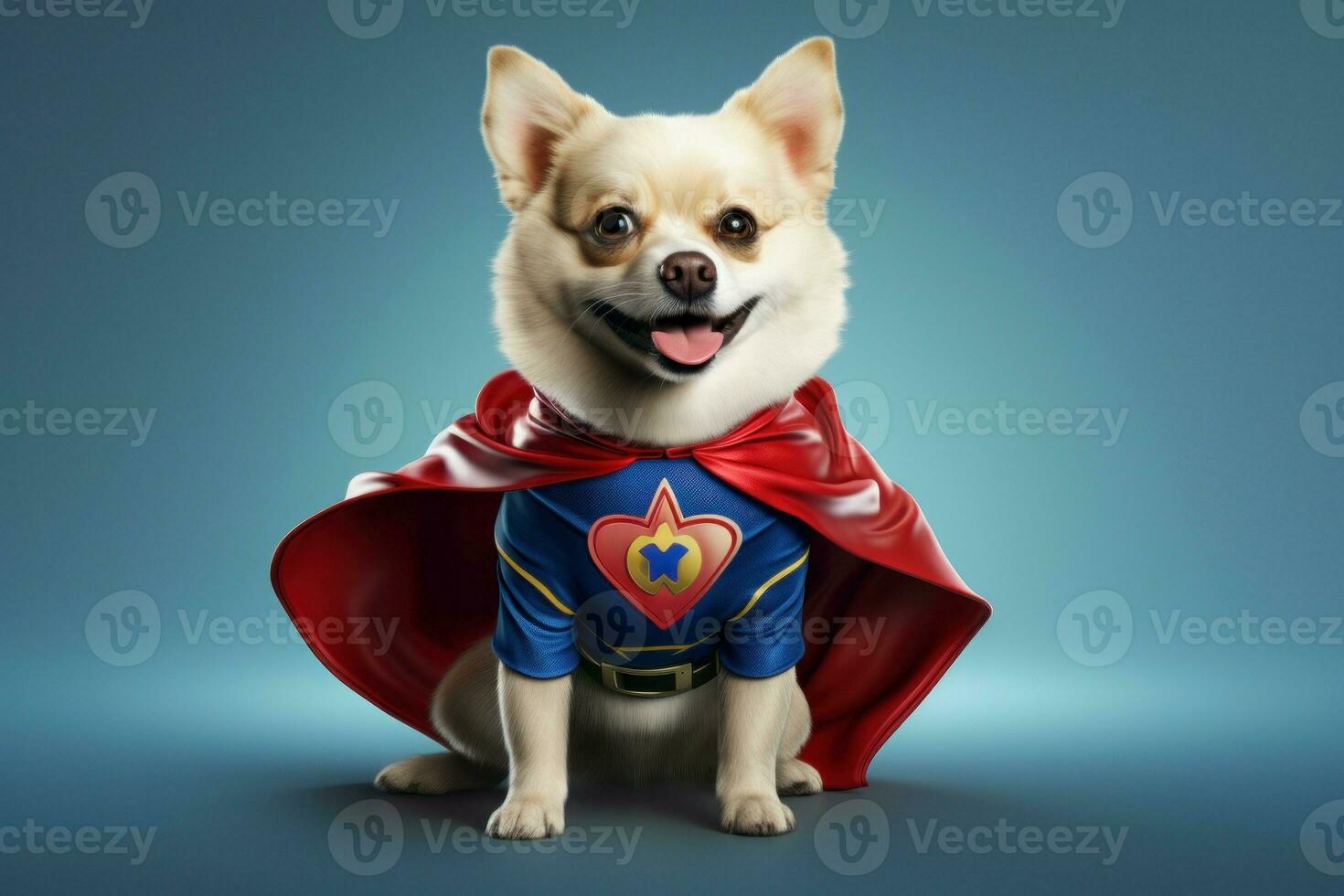 Cute dog superhero mascot. Generate AI photo