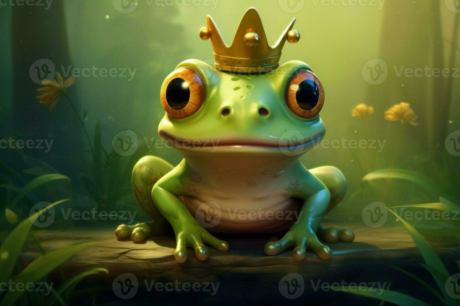 Amiable Cute frog prince. Generate Ai photo