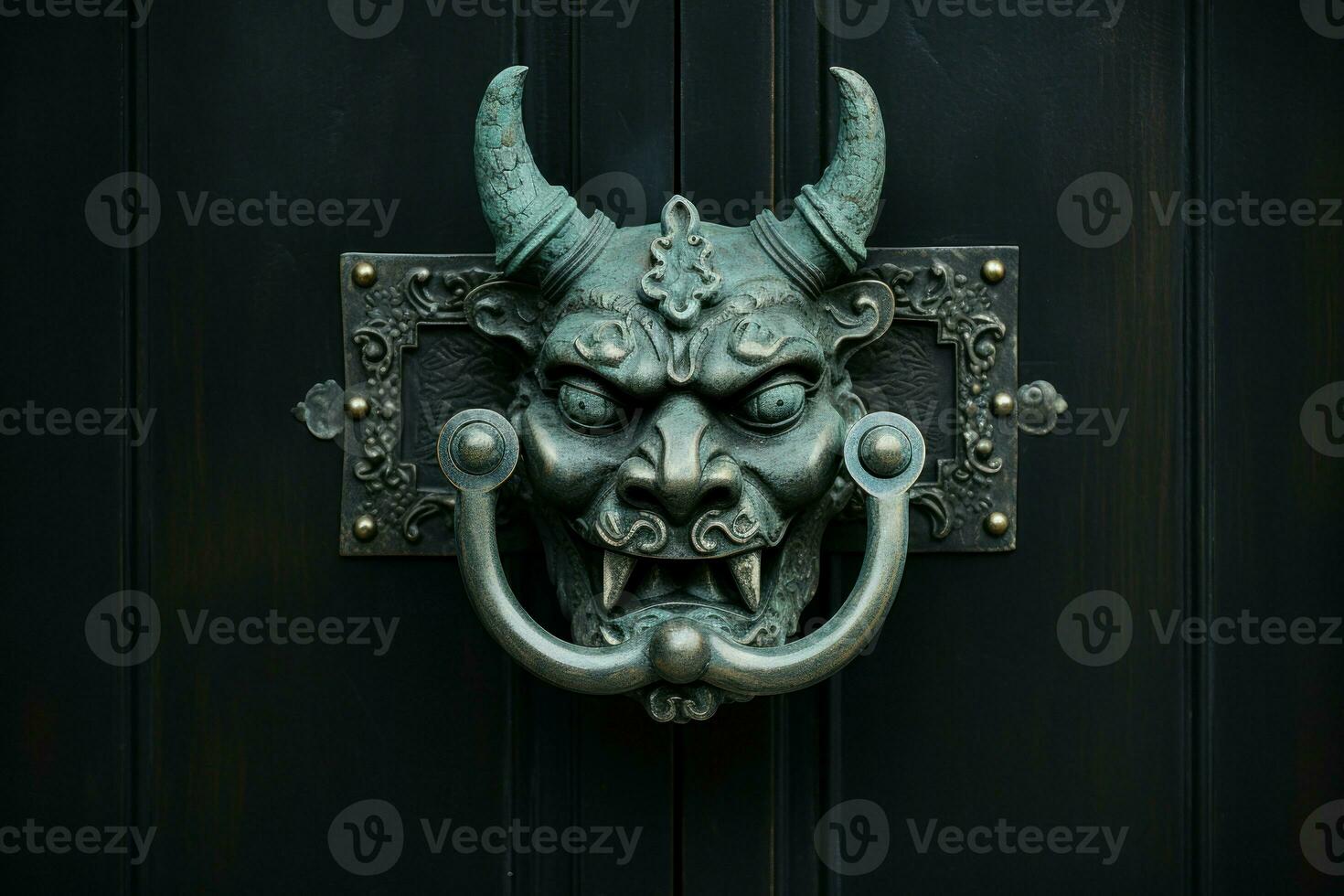 Ornate Decorated handle knocker. Generate Ai photo