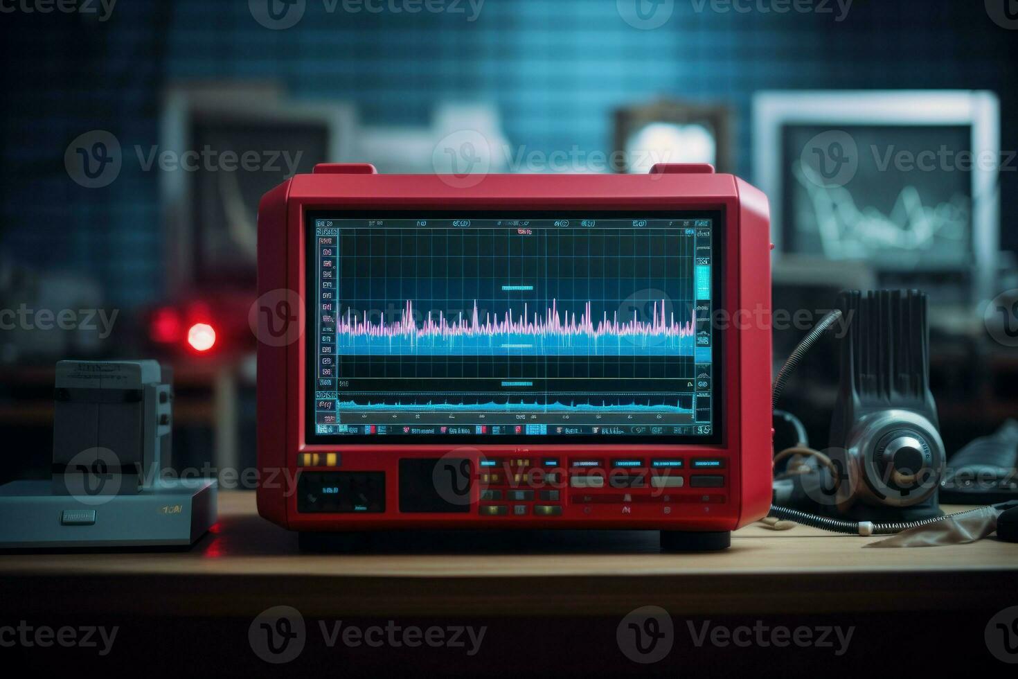 Bulky Ekg old monitor. Generate Ai photo