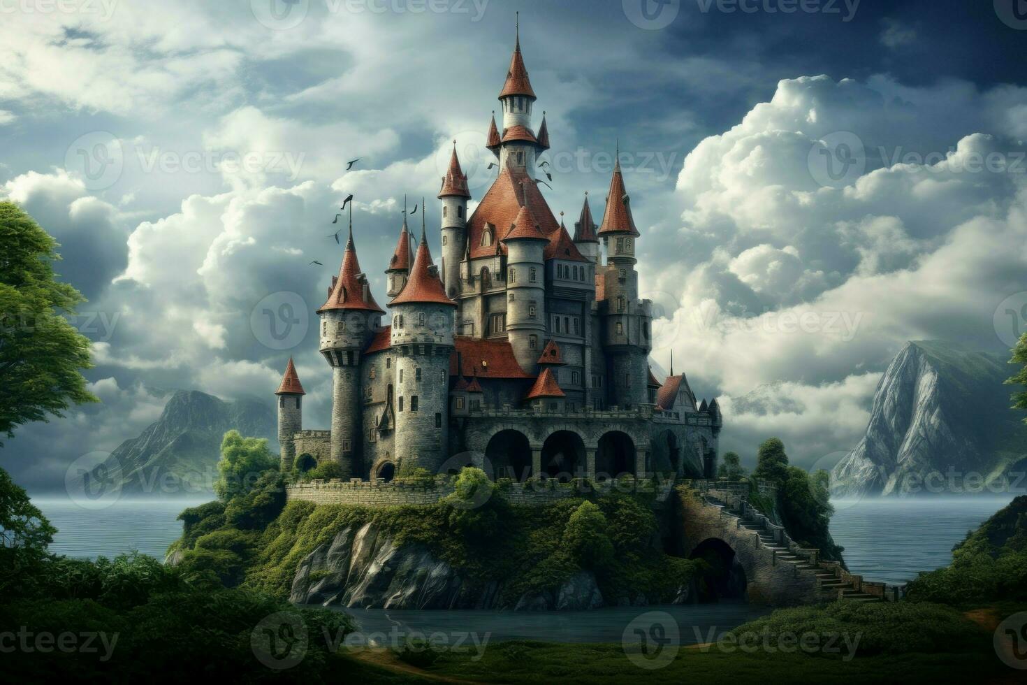 Fairytale castle. Generate Ai photo