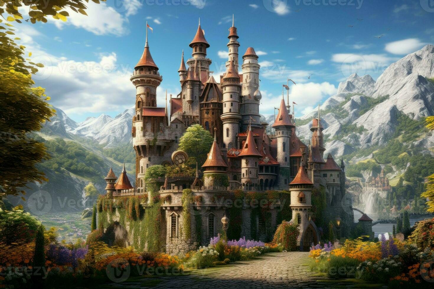 Timeless Fairytale castle. Generate Ai photo