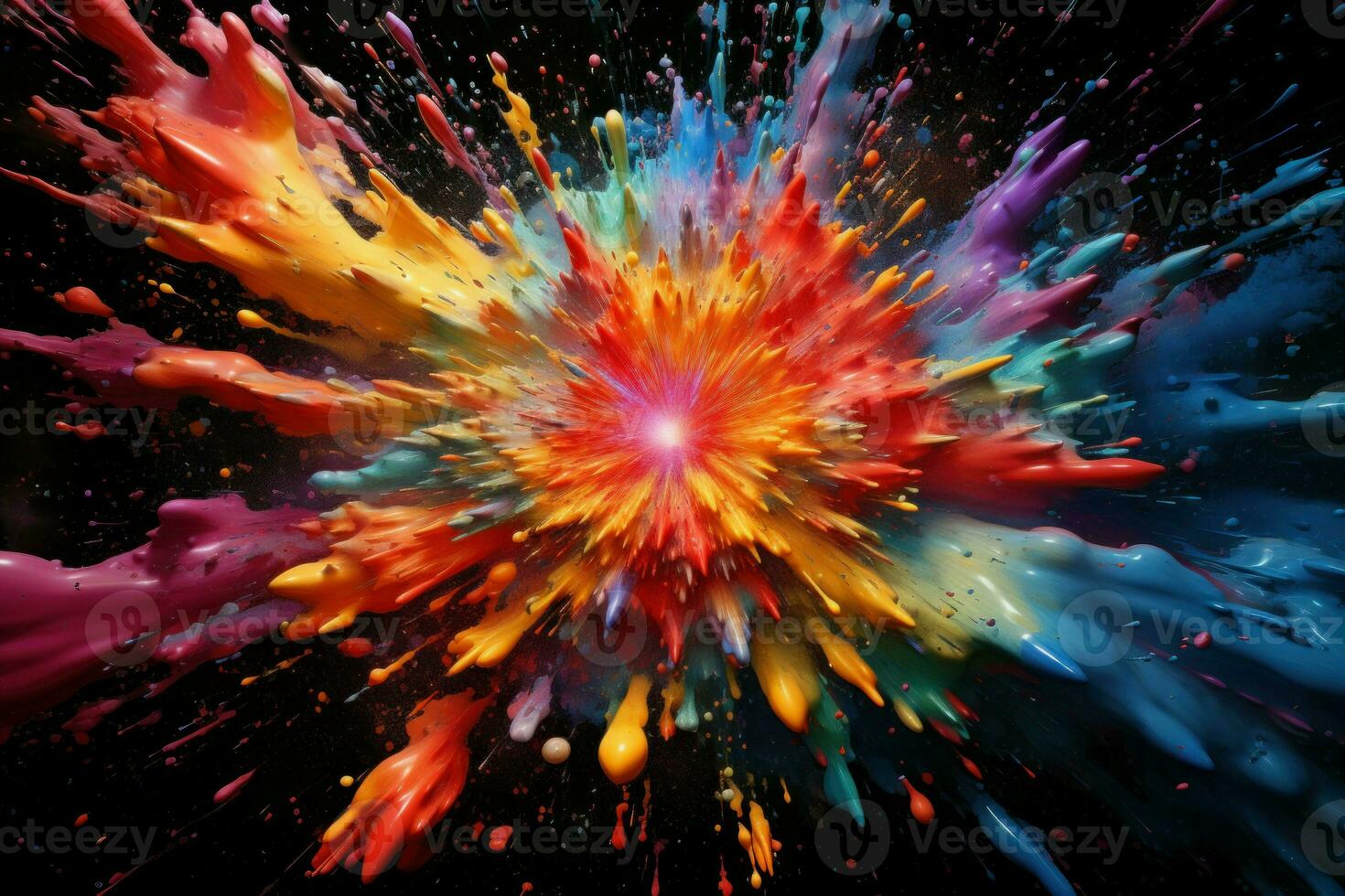 Vibrant Space colorful explosion. Powder color smoke photo