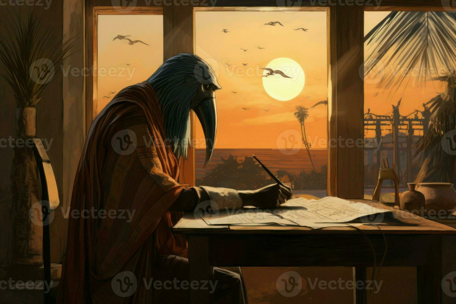 Thoth god writing. Generate Ai photo