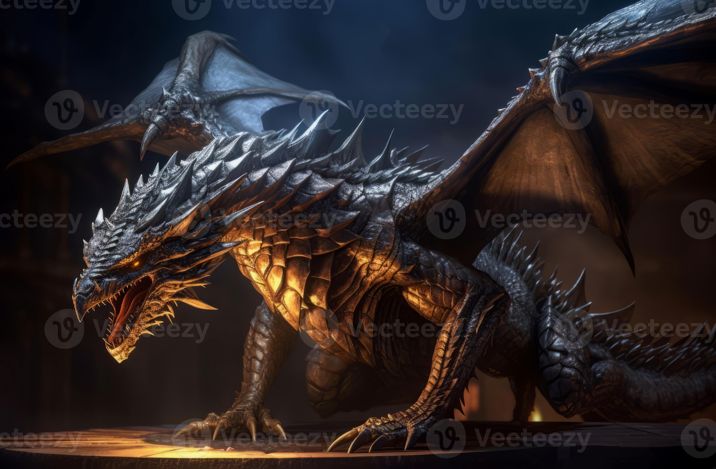 Massive steel dragon. Generate Ai 30581155 Stock Photo at Vecteezy