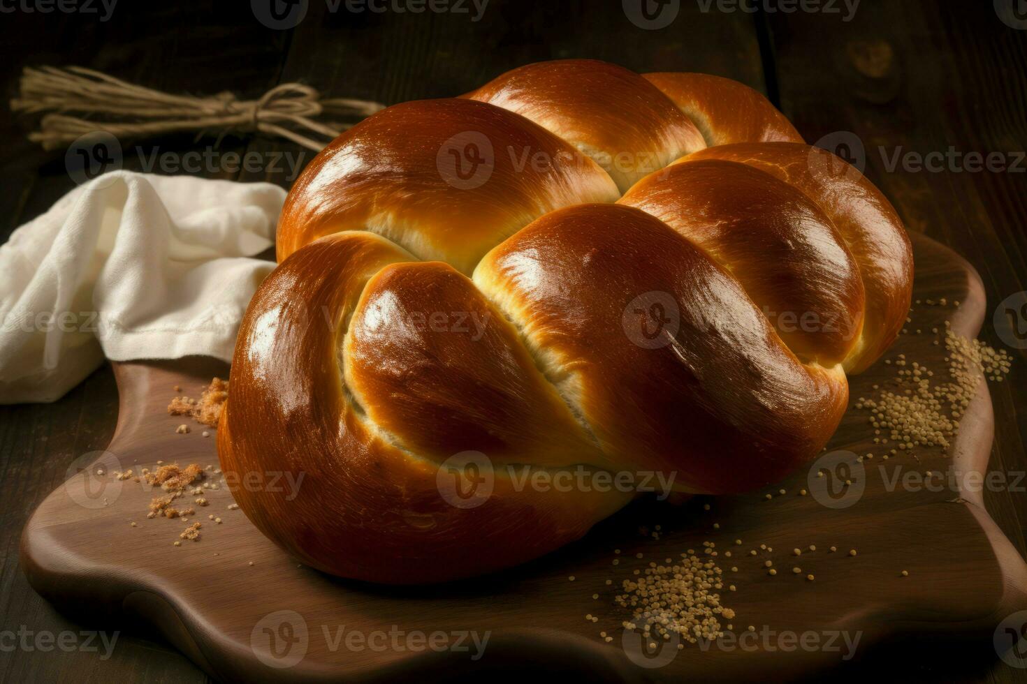 Traditional challah bread baked. Generate Ai photo