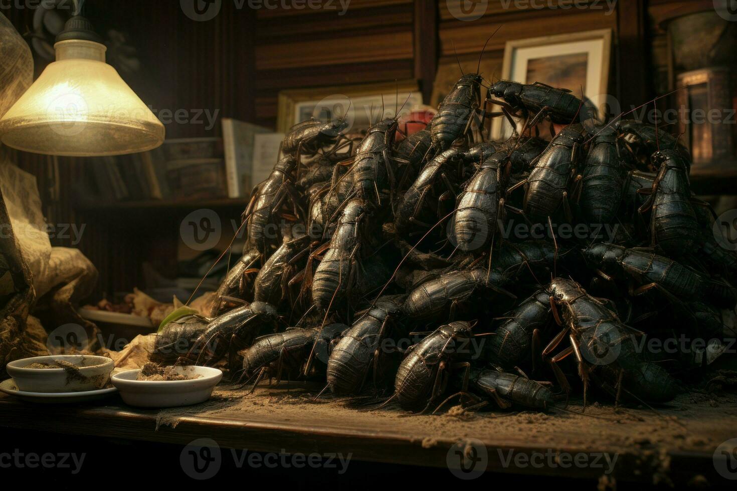 Unwelcome Home cockroaches. Generate Ai photo