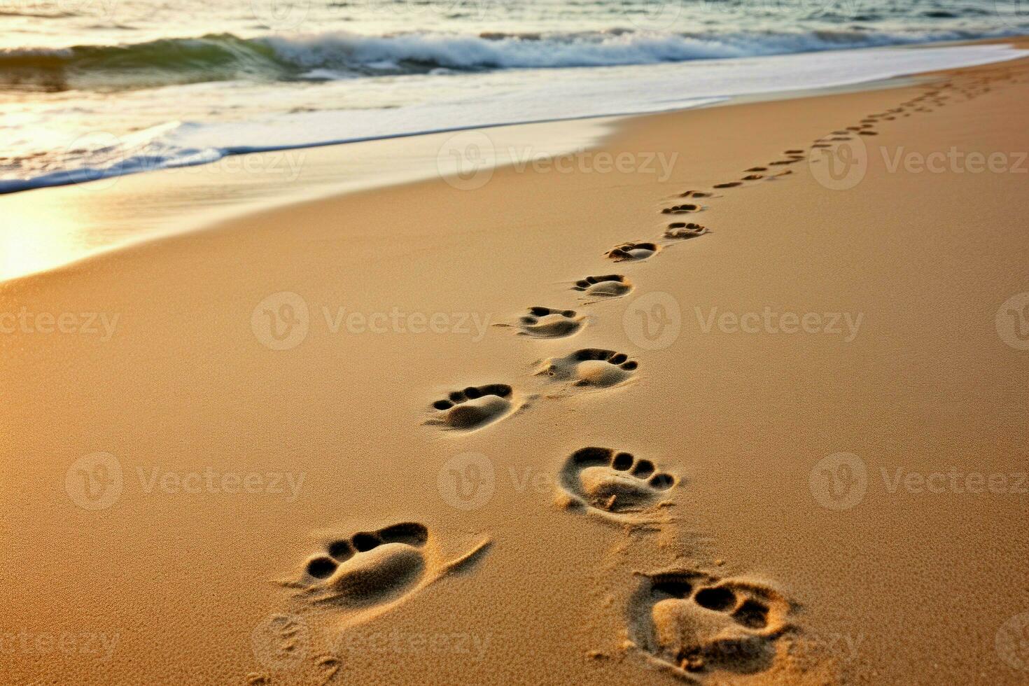 Distinct Dog beach footprints. Generate Ai photo