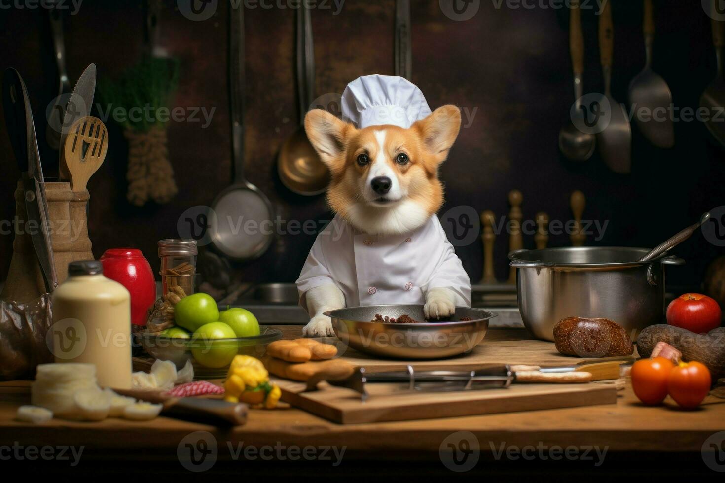 corgi perro cocinero. generar ai foto