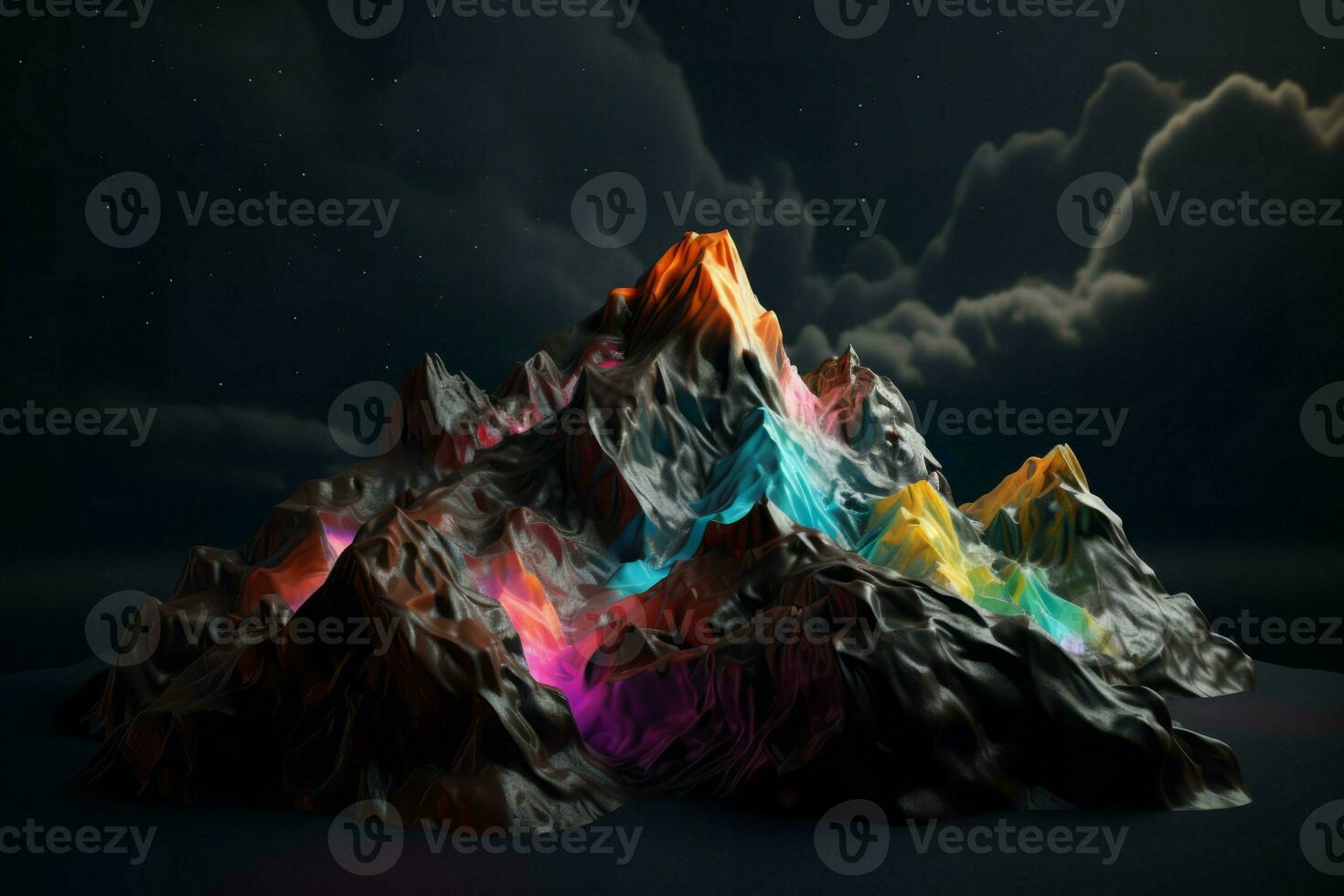 Colorful mountains render. Generate Ai photo