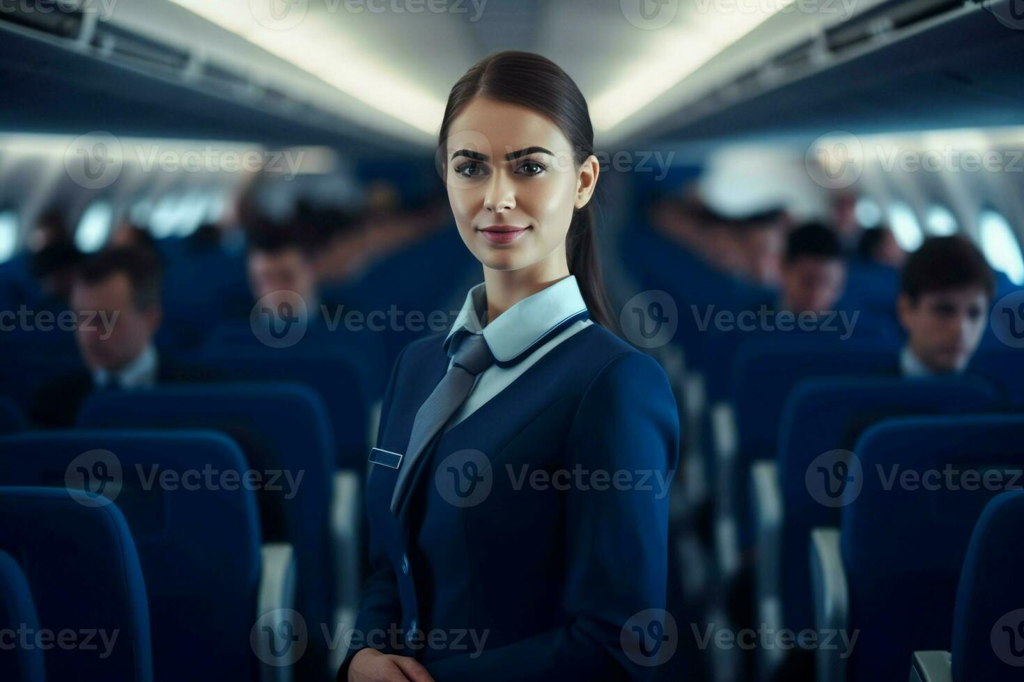 Flight attendant portrait. Generate Ai photo