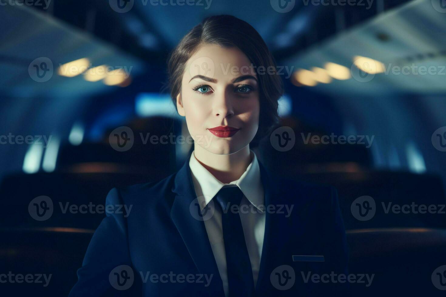 Flight attendant portrait photo. Generate Ai photo