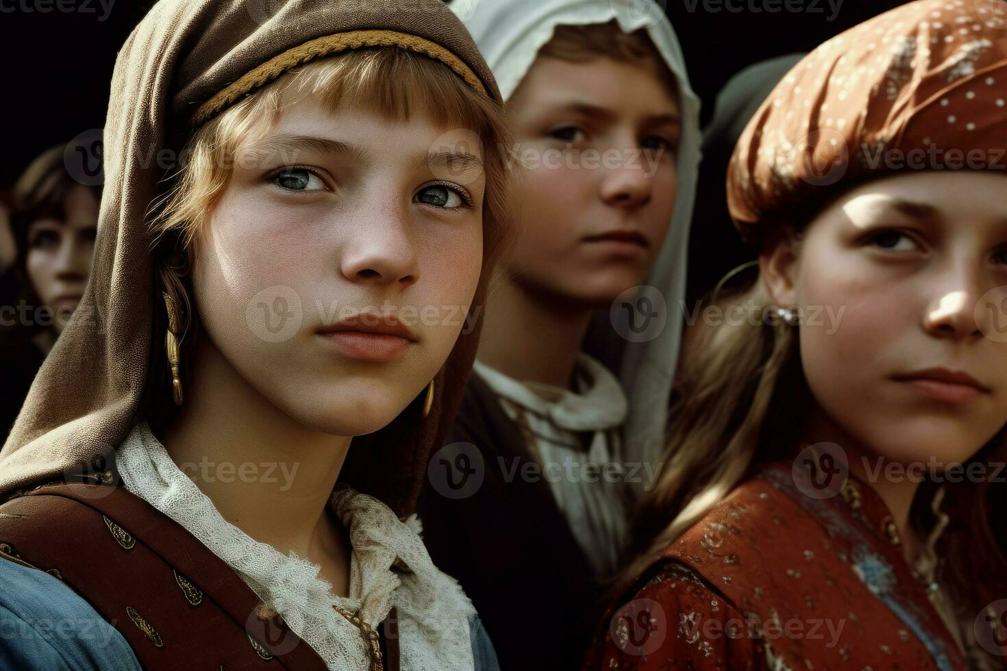 Peasant rustic girls slavic. Generate Ai photo