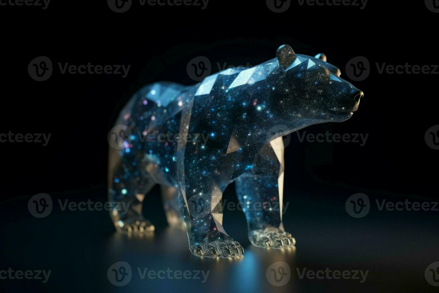 Transparent bear night stars. Generate Ai photo